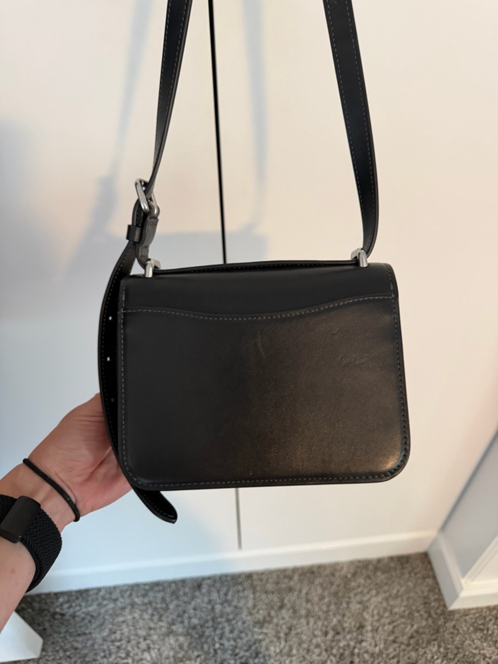 Coach Black Leather Crossbody with Silver Accent Buckle - Picture 5 of 6